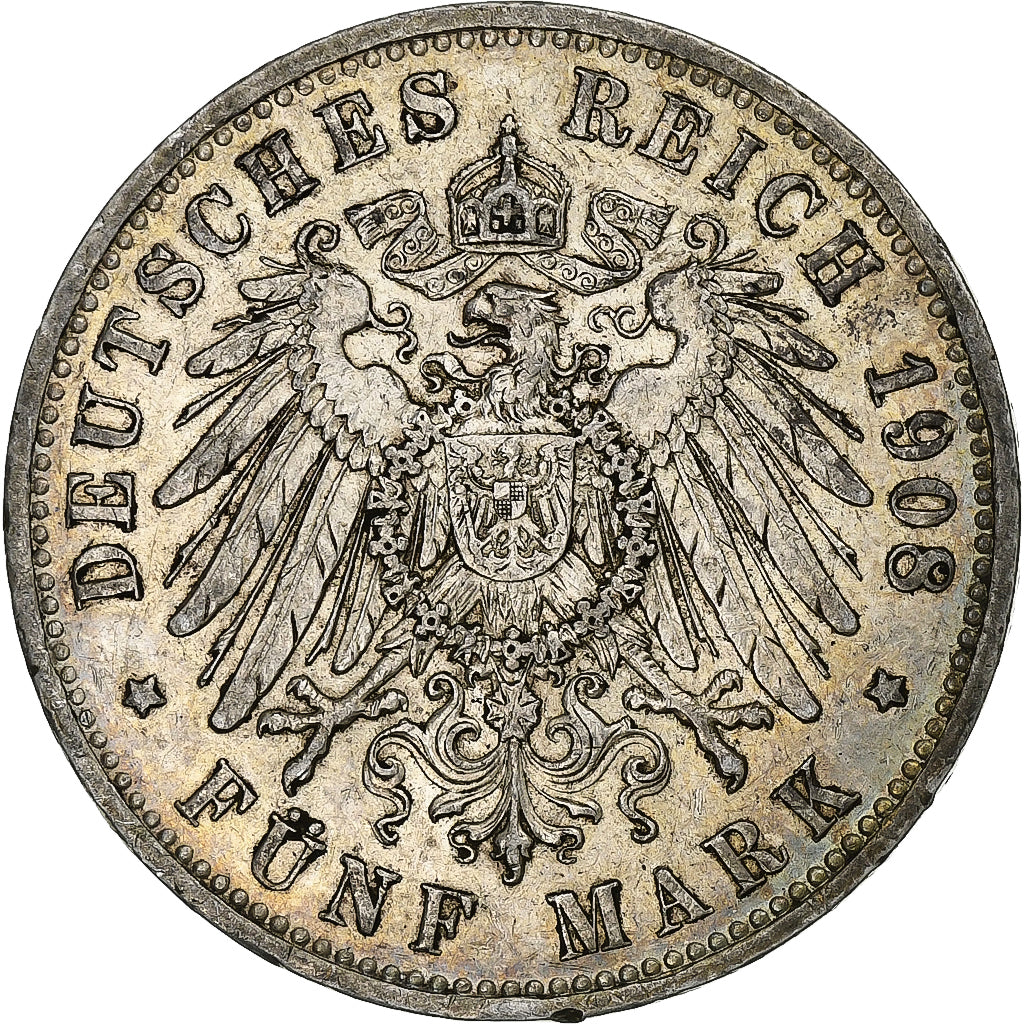 Kingdom of Prussia, Wilhelm II, 5 Mark, 1908, Berlin, Silver, EF(40-45), KM:523