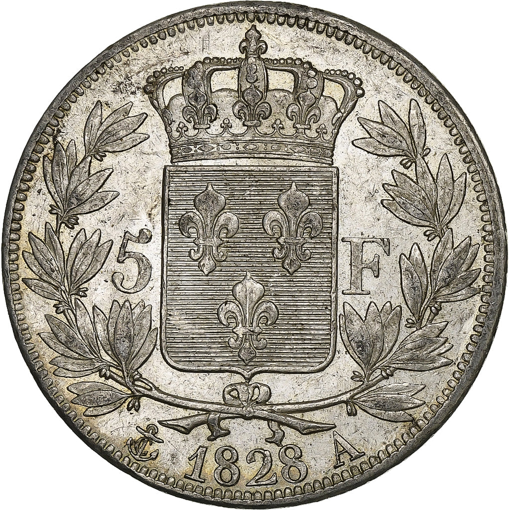 Frankreich, Charles X, 5 Francs, 1828, Paris, Silber, SS+, Gadoury:644
