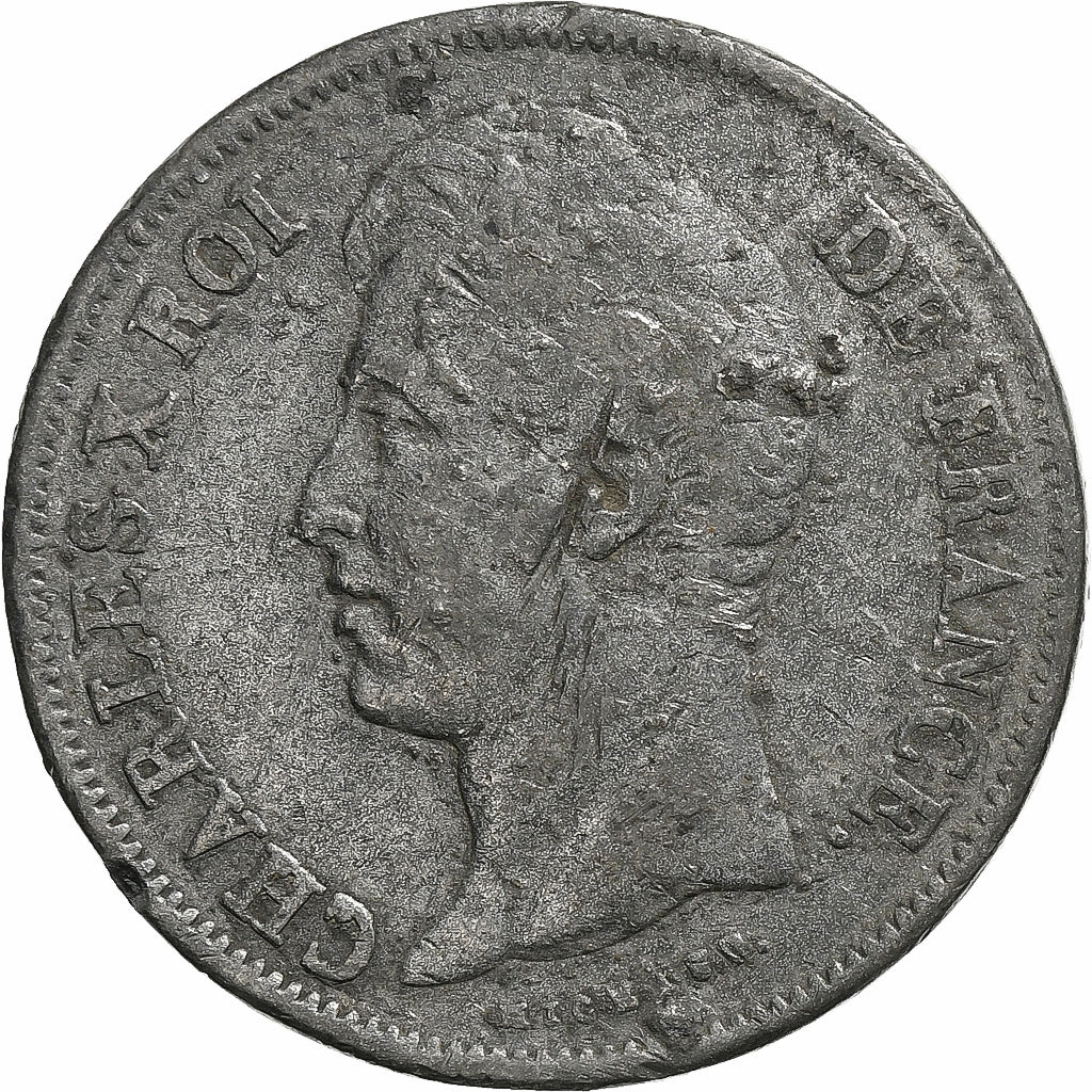 France, Charles X, 5 Francs, 1830, Paris, Faux d'époque, Etain, TB+