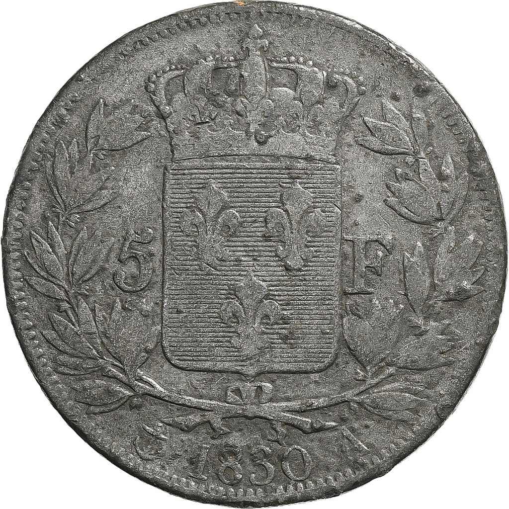 France, Charles X, 5 Francs, 1830, Paris, Faux d'époque, Etain, TB+