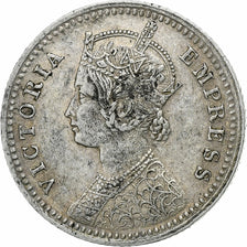 India-British, Victoria, 1/4 Anna, 1878, Calcutta, Silver, EF(40-45), KM:490