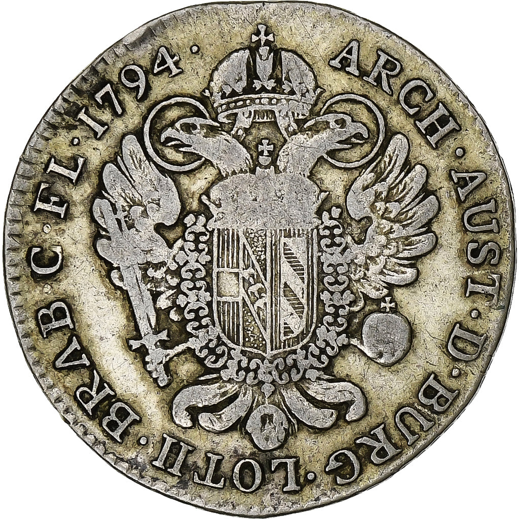NIDERLANDY AUSTRIACKIE, Franz II, 14 Liards, 1794, Brussels, Srebro, EF(40-45)