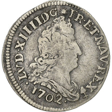Francia, Louis XIV, 5 sols de Béarn aux insignes, 1702, Besançon, Vellón