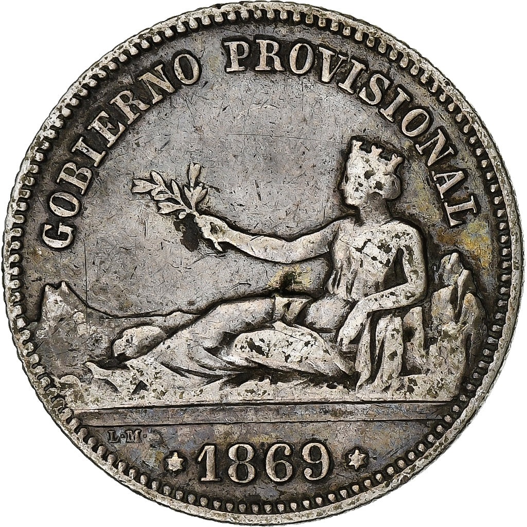 Spain, Provisional Government, Peseta, 1869, Madrid, Silver, VF(30-35), KM:652