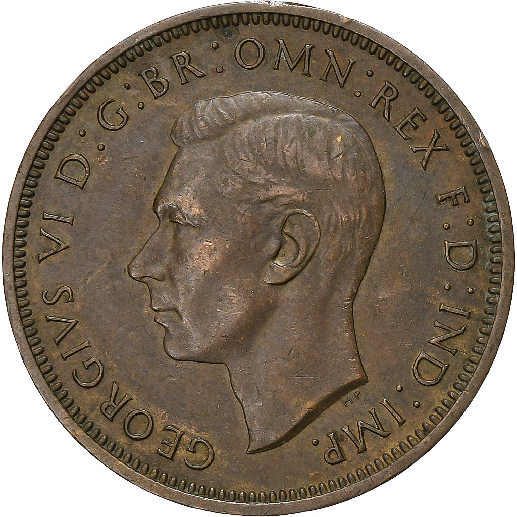 United Kingdom, George VI, 1/2 Penny, 1938, London, Bronze, AU(50-53), KM:844
