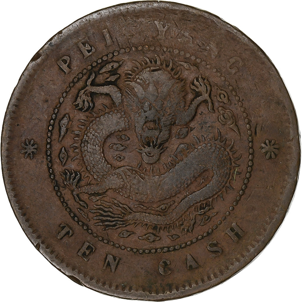 China, CHIHLI PROVINCE, Guangxu, 10 Cash, 1906, Cobre, VF(30-35), KM:67.3