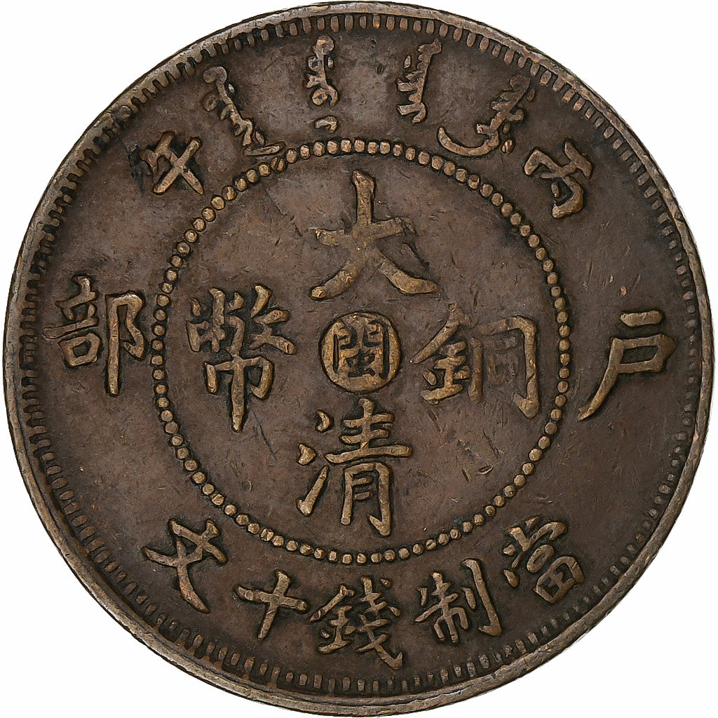 China, FUKIEN PROVINCE, Guangxu, 10 Cash, 1906, Koper, FR+, KM:10