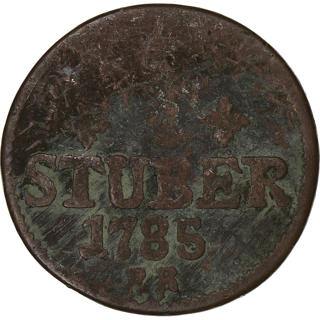 Duchy of Jülich-Berg, Charles Theodore, 1/2 Stüber, 1785, Rame, B+, KM:206