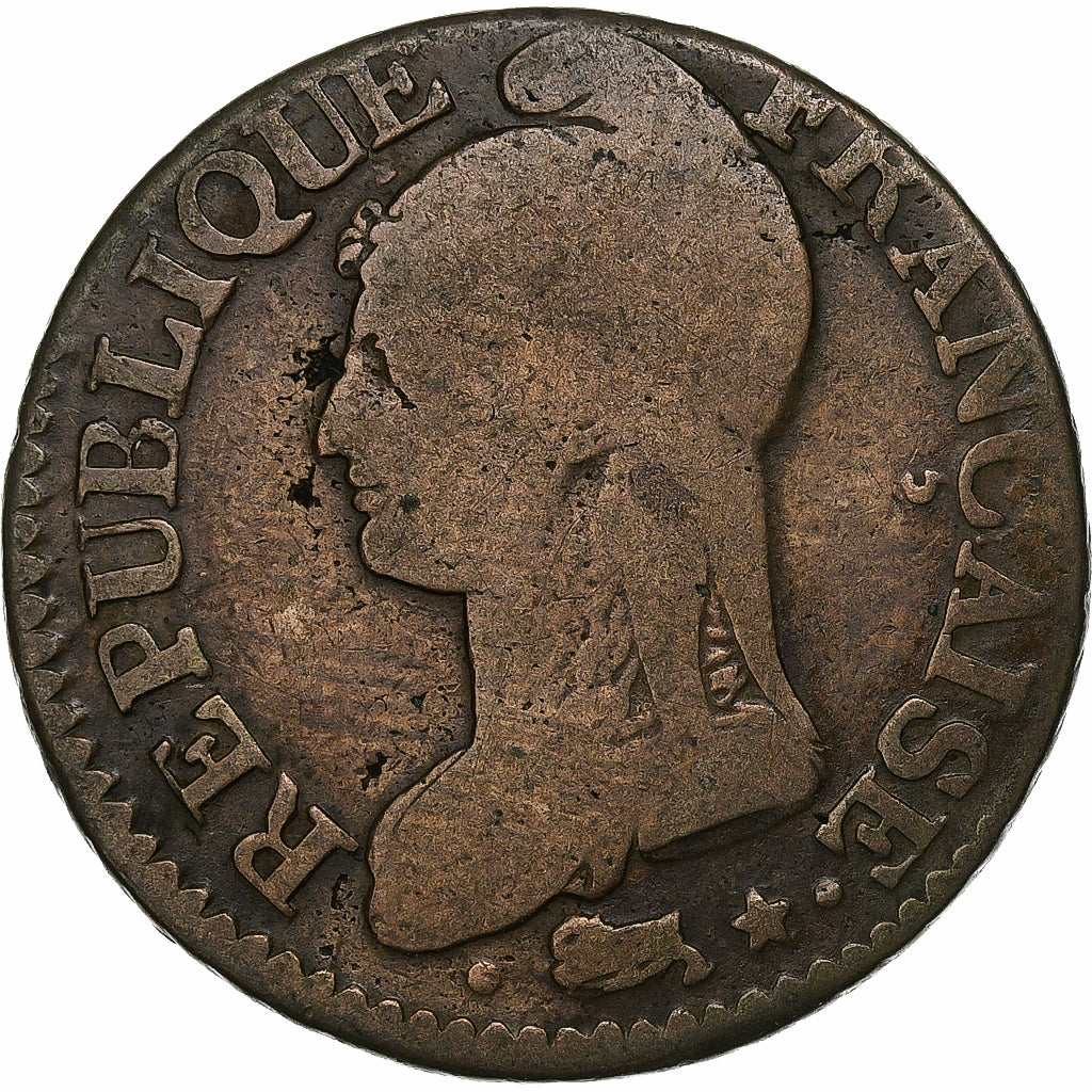 Francia, 5 Centimes, Dupré, AN 5, Paris, Rame, MB, Gadoury:126, KM:640