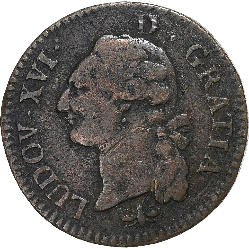 Frankreich, Louis XVI, Sol, 1787, Lyon, Kupfer, SS, Gadoury:350