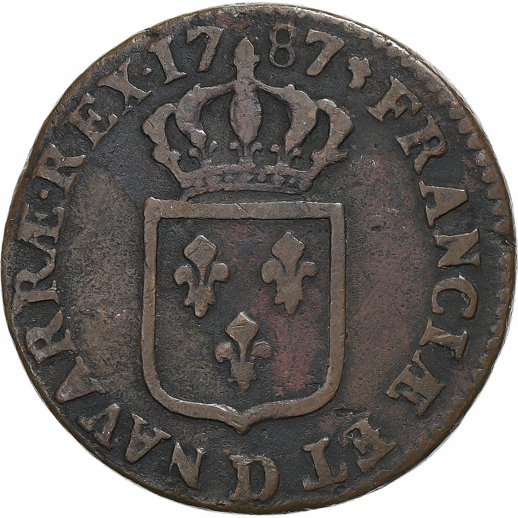 Frankreich, Louis XVI, Sol, 1787, Lyon, Kupfer, SS, Gadoury:350