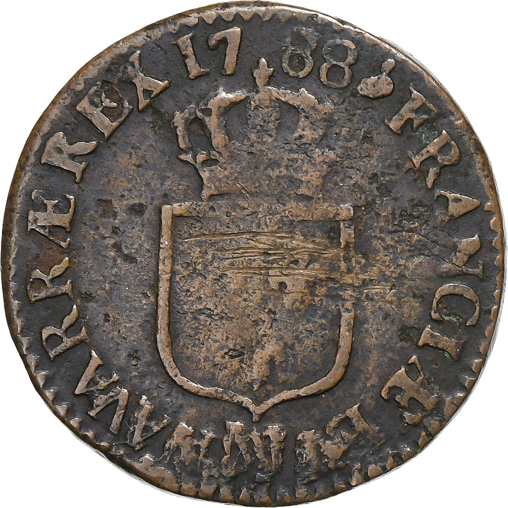 Frankreich, Louis XVI, 1/2 Sol, 1788, Marseille, Kupfer, S+, Gadoury:349
