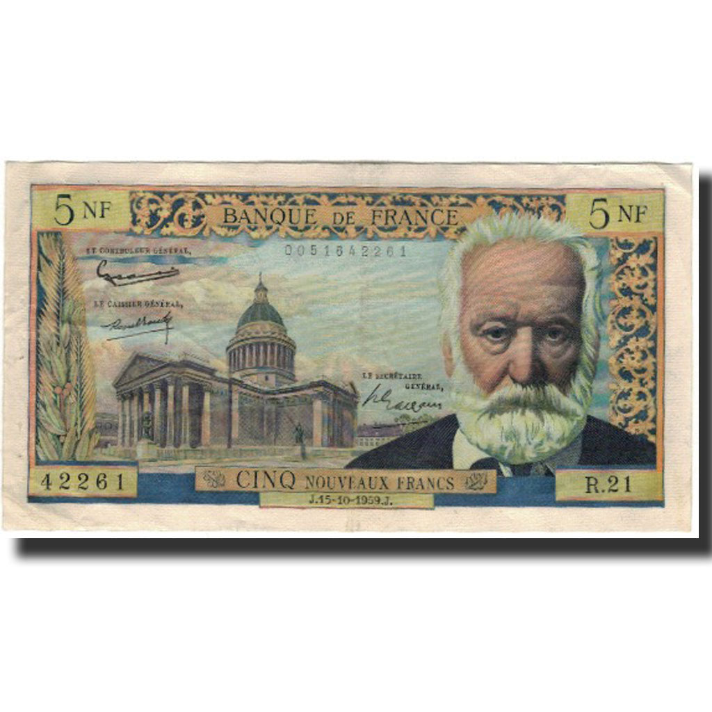 Frankreich, 5 Nouveaux Francs, Victor Hugo, 1959, 1959-10-15, SS, Fayette:56.3