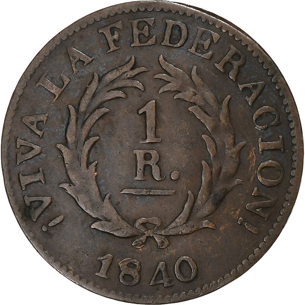 Argentina, Real, 1840, Buenos Aires, Cobre, MBC, KM:7