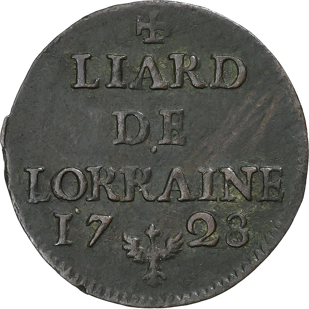 Duché de Lorraine, Leopold I, Liard de Lorraine, 1728, Nancy, Cuivre, TB+