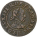 Frankreich, Louis XIII, Double Tournois, 1617, Orléans, Kupfer, SS, Gadoury:5