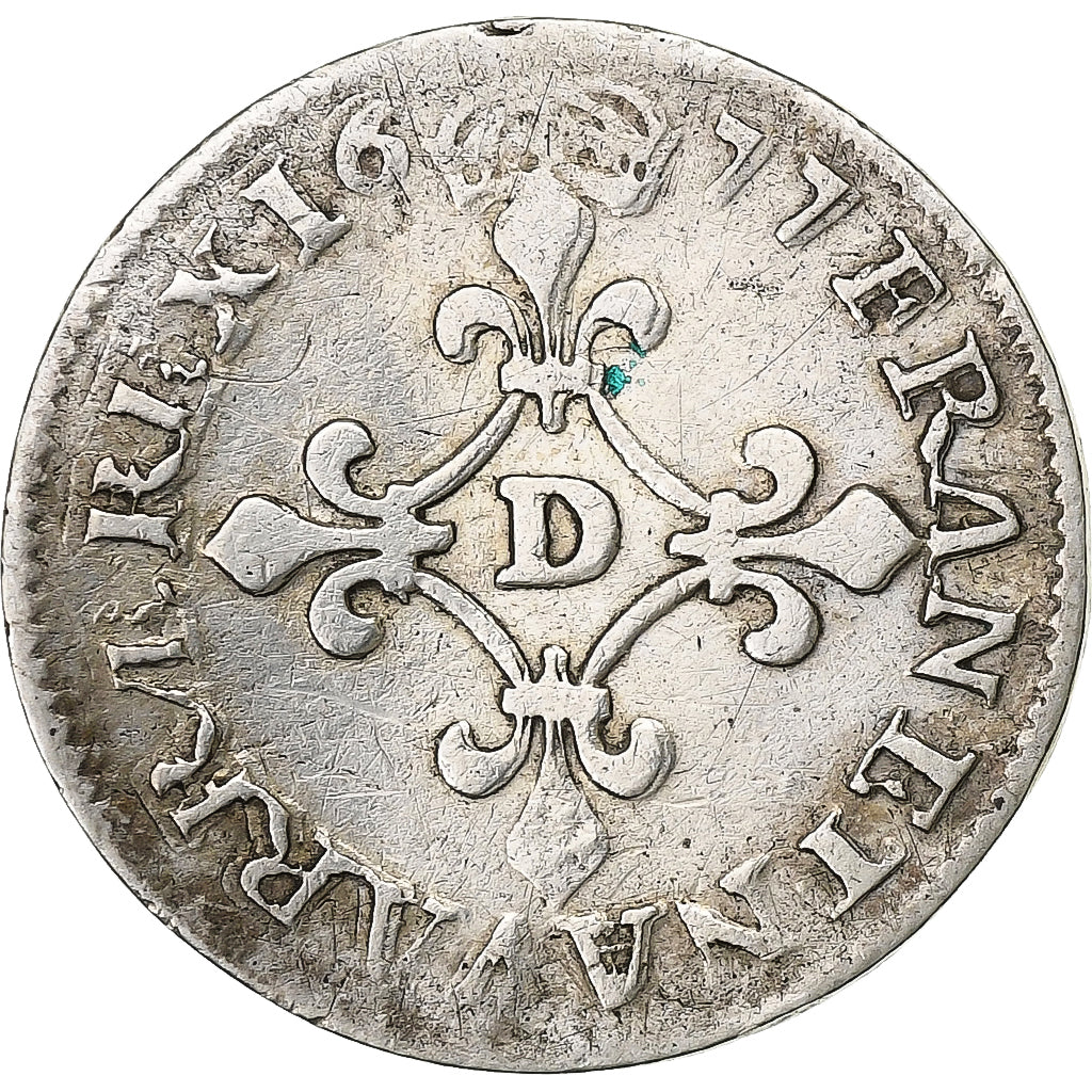 France, Louis XIV, 4 Sols des Traitants, 1677, Vimy, Silver, VF(30-35)