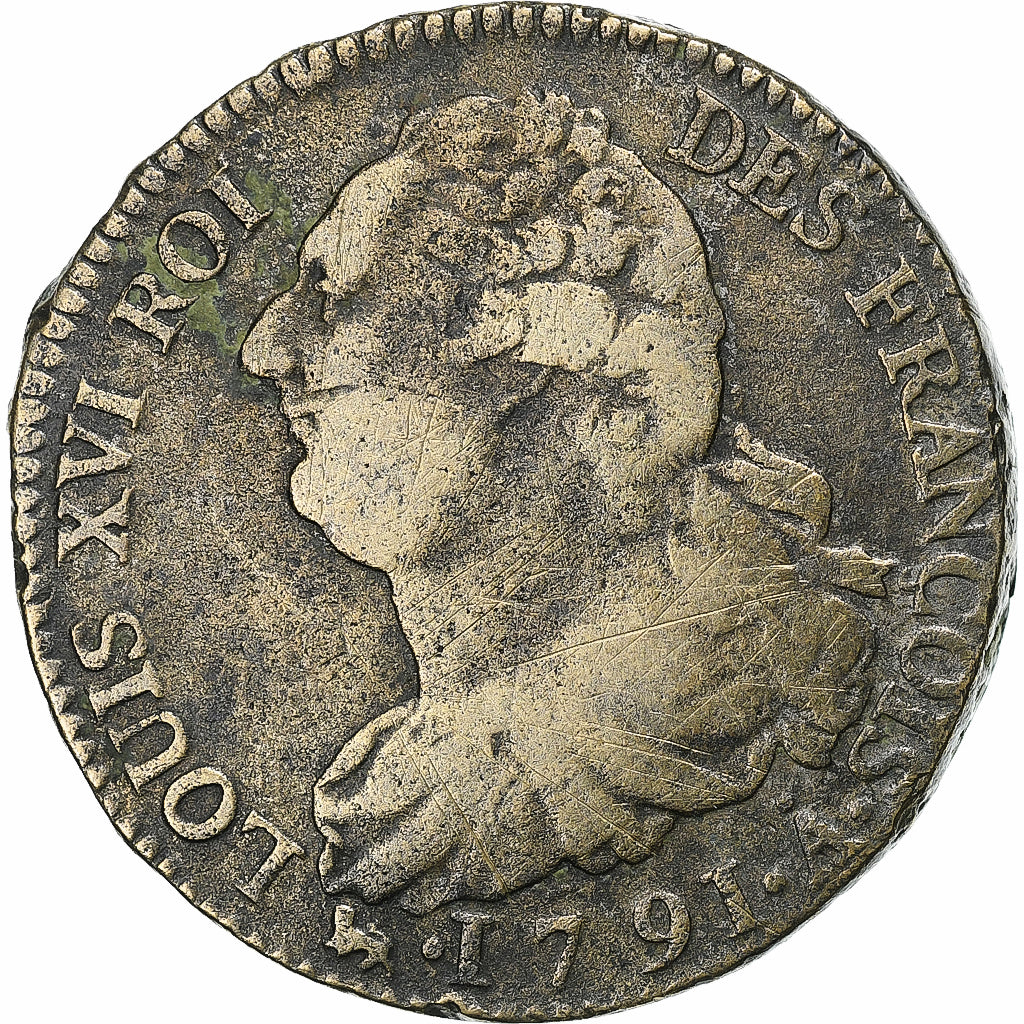 Frankreich, Louis XVI, 2 sols François, 1791 / AN 3, Paris, Métal de cloche