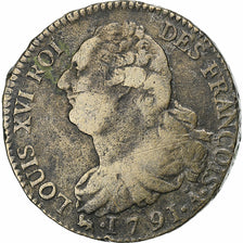 Frankreich, Louis XVI, 2 sols François, 1791 / AN 3, Paris, Métal de cloche