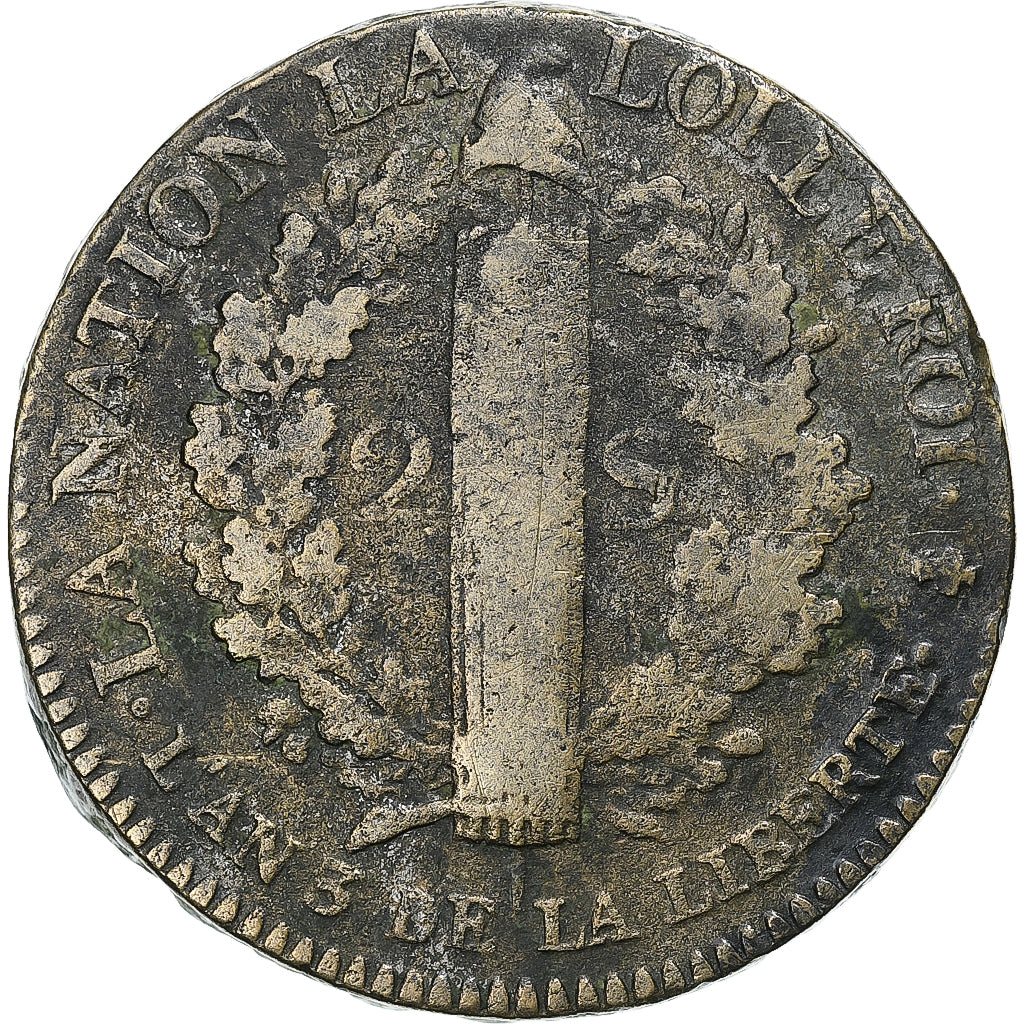 Frankreich, Louis XVI, 2 sols François, 1791 / AN 3, Paris, Métal de cloche