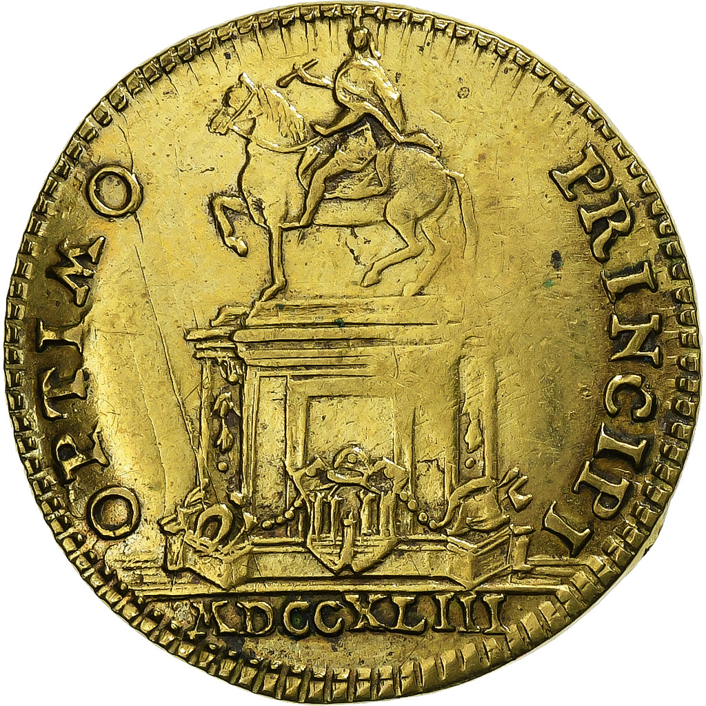 France, Jeton, Louis XV, Statue de Louis XV à Bordeaux, 1743, Laiton, TTB