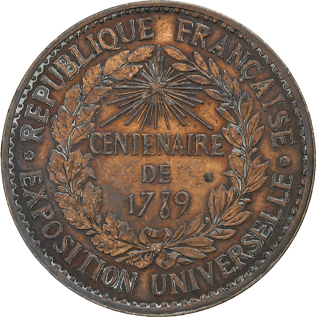 France, Medal, Centenaire de 1789, 1889, Copper, Barre, EF(40-45)