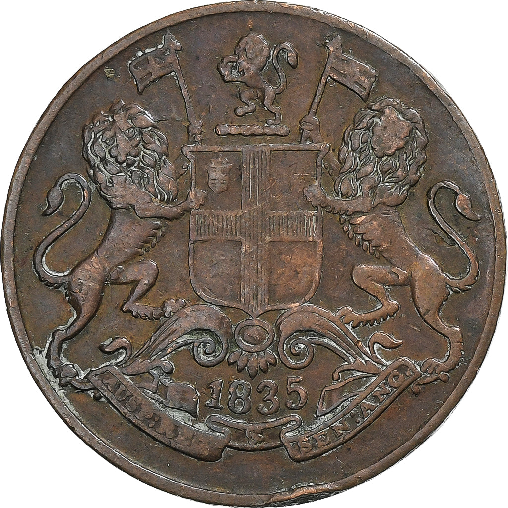 India-British, William IV, 1/4 Anna, 1835, Bombay, Copper, EF(40-45), KM:446