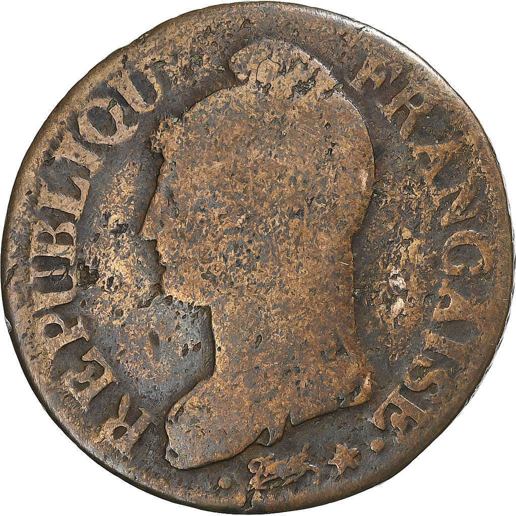 Frankreich, 5 Centimes, Dupré, AN 8, Metz, Kupfer, S, Gadoury:126a, KM:460