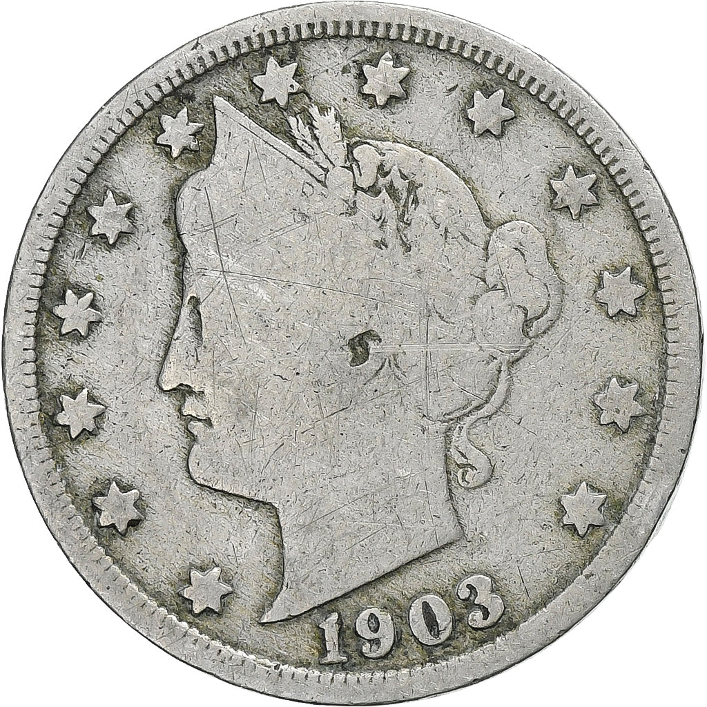 USA, 5 Cents, Liberty, 1903, Philadelphia, Nikiel, VF(20-25), KM:112