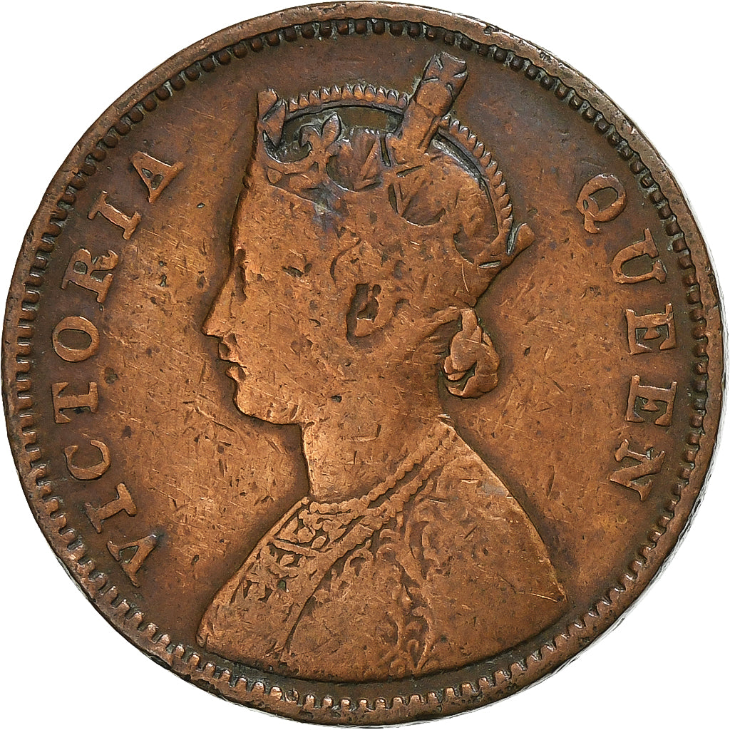 India-British, Victoria, 1/4 Anna, 1862, Calcutta, Copper, VF(30-35), KM:467