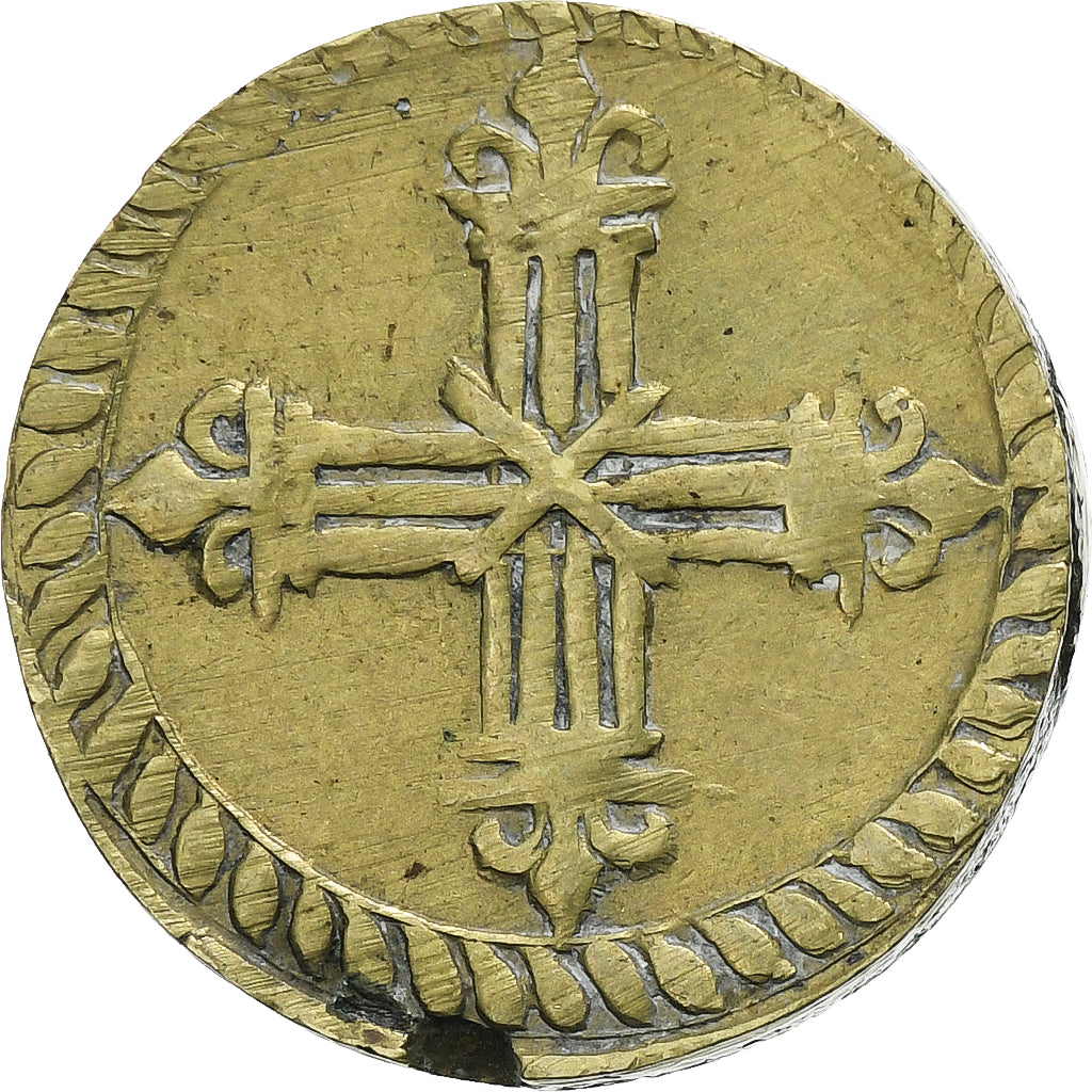 France, Poids monétaire, 1/4 Écu, XVIe-XVIIe siècles, Laiton, TTB+
