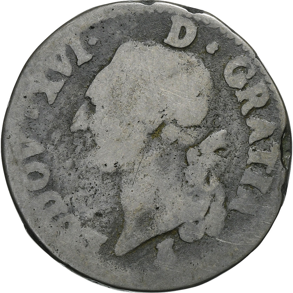 França, Louis XVI, Sol, 1791, Paris, Contemporary forgery, Métal de cloche