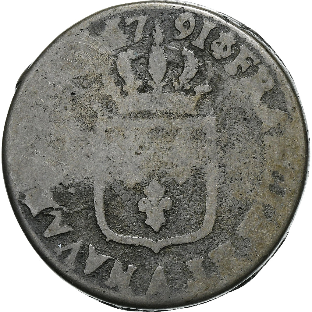 França, Louis XVI, Sol, 1791, Paris, Contemporary forgery, Métal de cloche