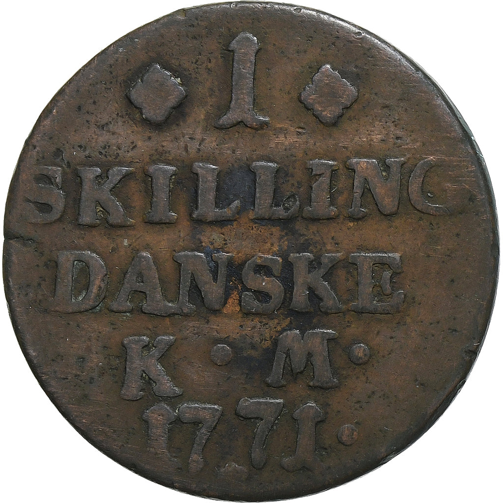Denmark, Christian VII, Skilling, 1771, Copenhagen, Copper, VF(30-35), KM:616.1