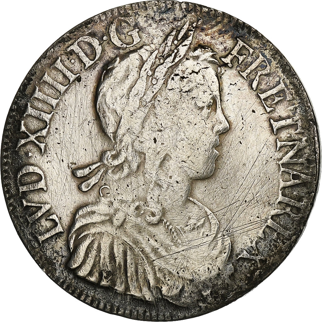France, Louis XIV, Écu à la mèche longue, 1652, Bordeaux, Silver, F(12-15)