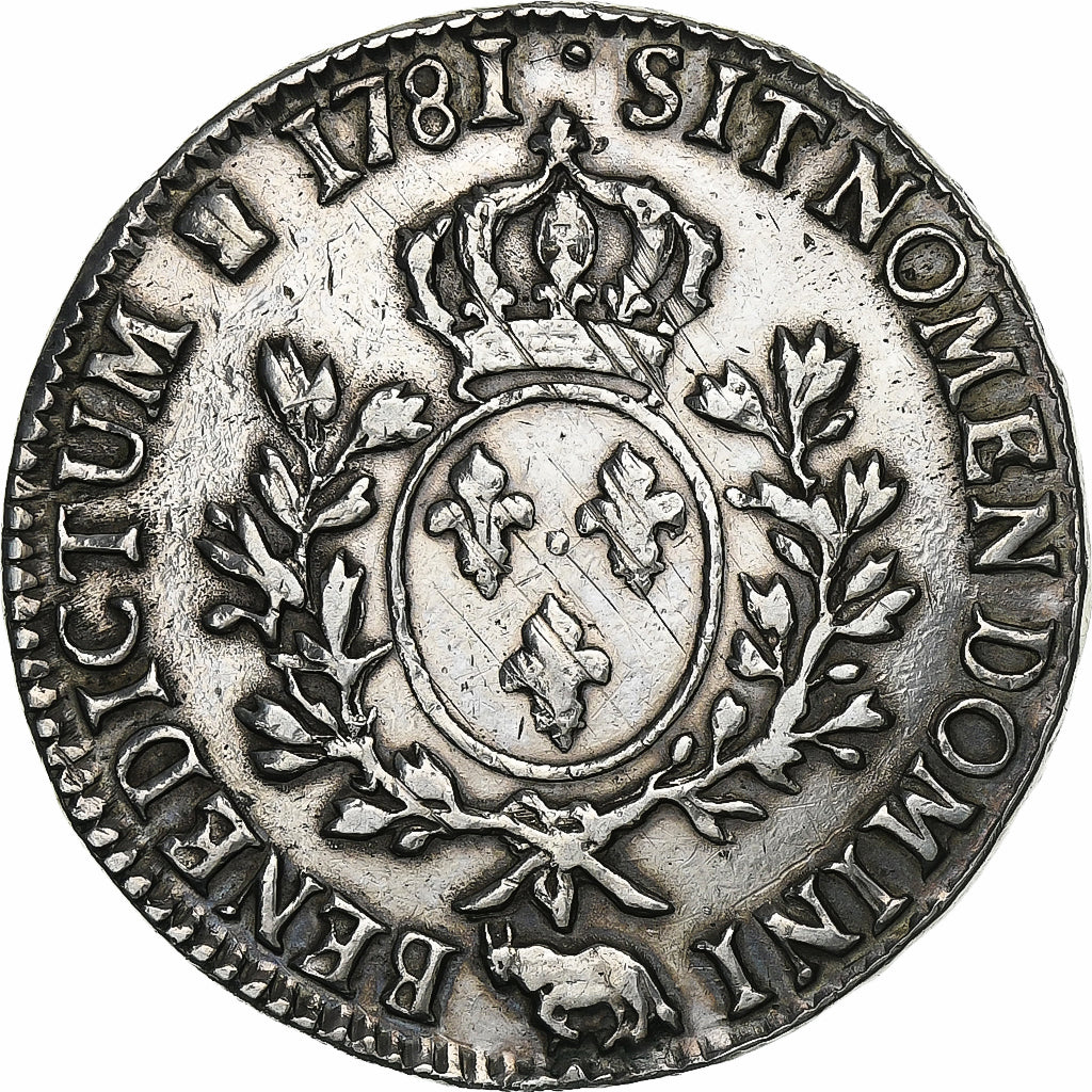 France, Louis XVI, Écu de Béarn aux branches d'olivier, 1781, Pau, Silver