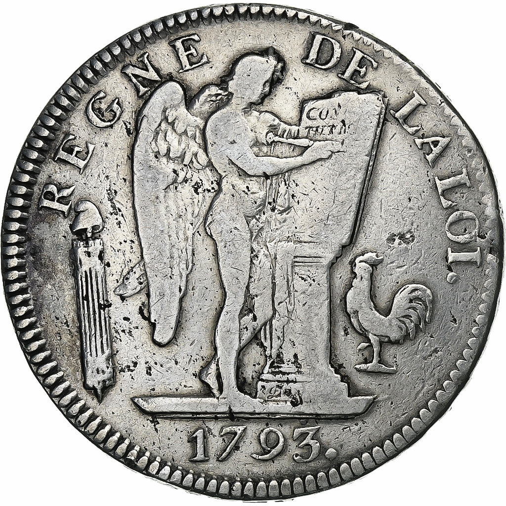 Frankreich, Écu de 6 livres françoise, 1793 / AN II, Montpellier, Silber, S+