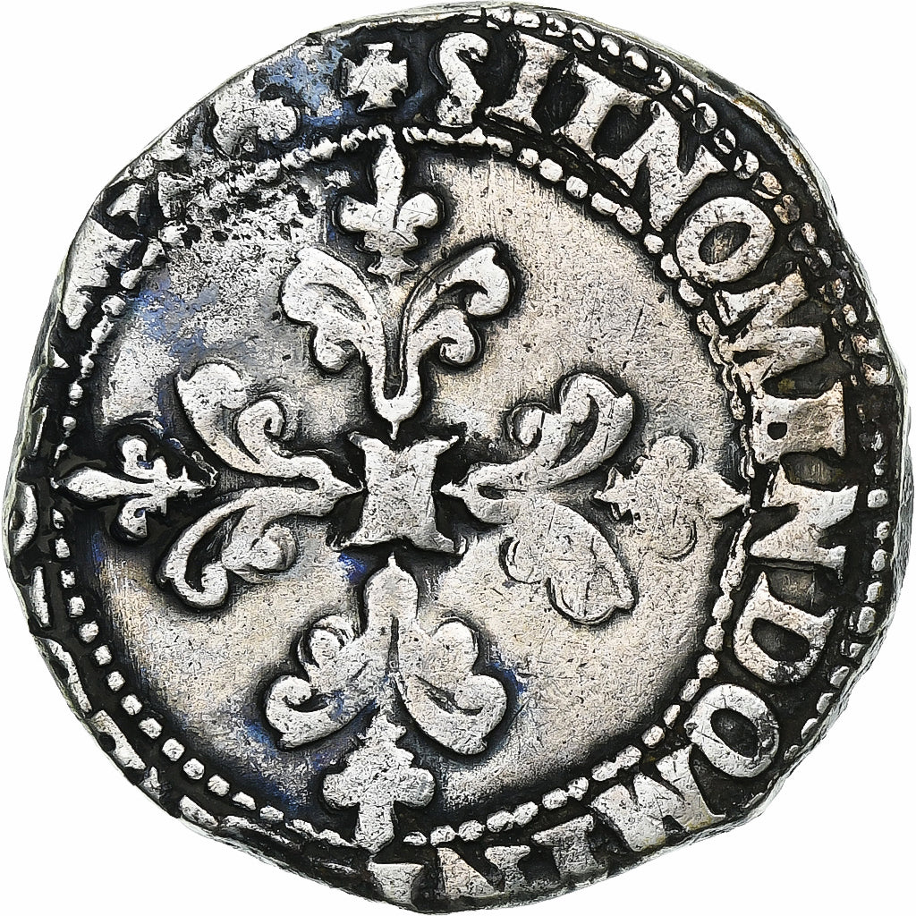 France, Henri III, Franc au Col Plat, 1579, Silver, VF(20-25), Gadoury:496