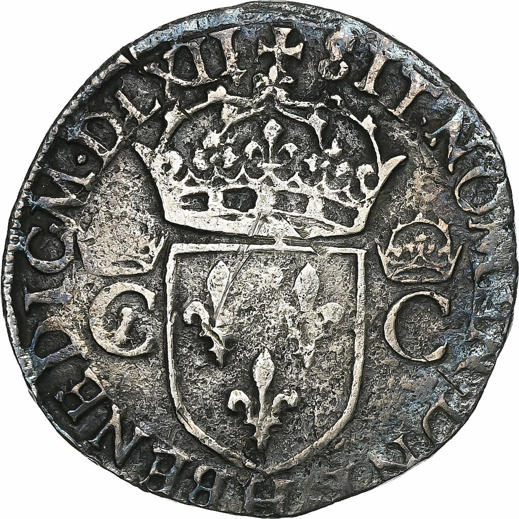 France, Charles IX, Teston aux 2 C couronnés, 1562, La Rochelle, Silver