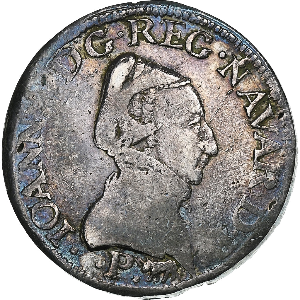 Lordship of Béarn, Jeanne d'Albret, Teston, 1569, Pau, Plata, BC+