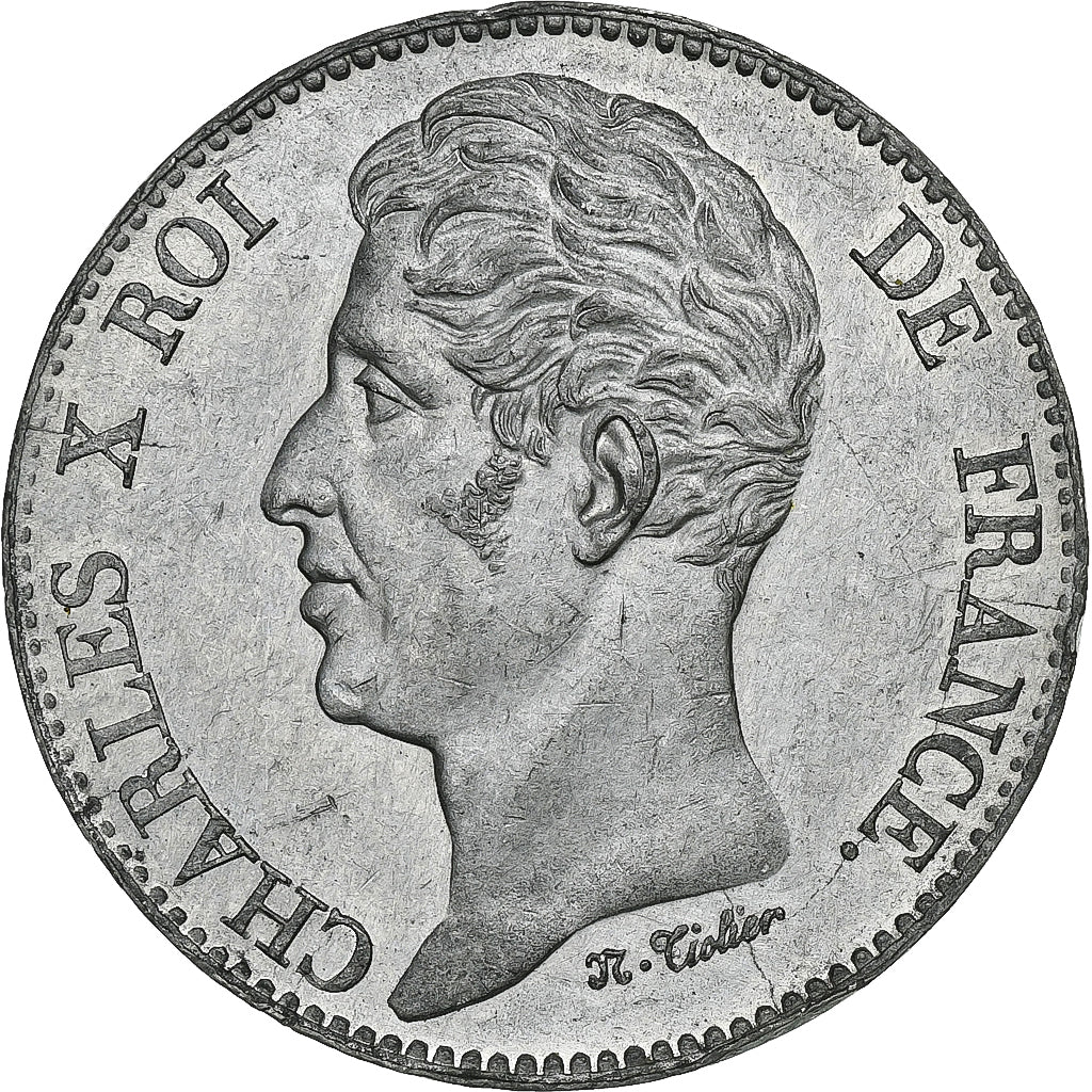 Francia, Charles X, 5 Francs, Visite de la Monnaie de Lille, 1827, Lille