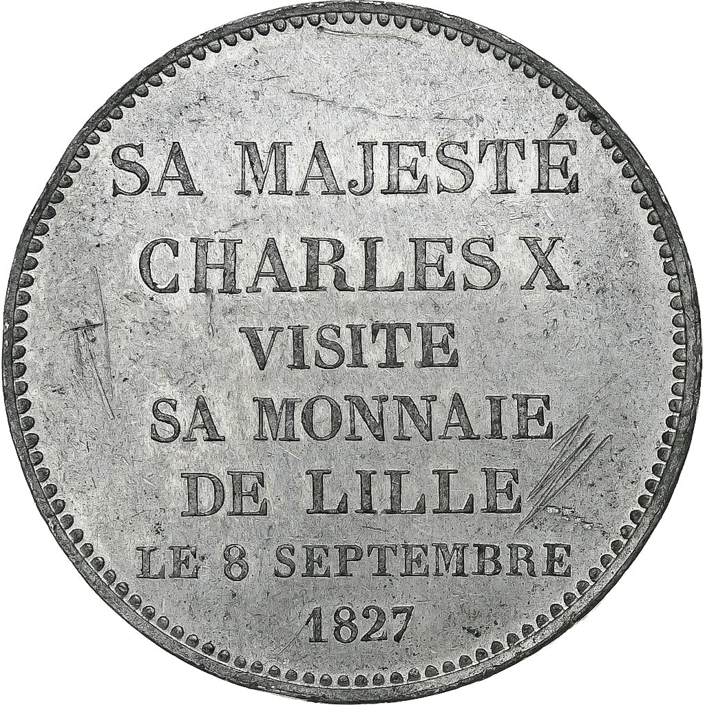 Francia, Charles X, 5 Francs, Visite de la Monnaie de Lille, 1827, Lille