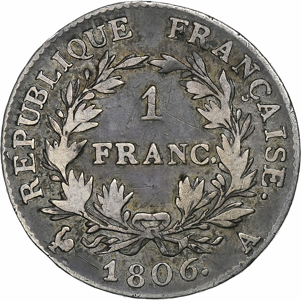 France, Napoleon I, Franc, 1806, Paris, Silver, VF(30-35), Gadoury:444, KM:672.1