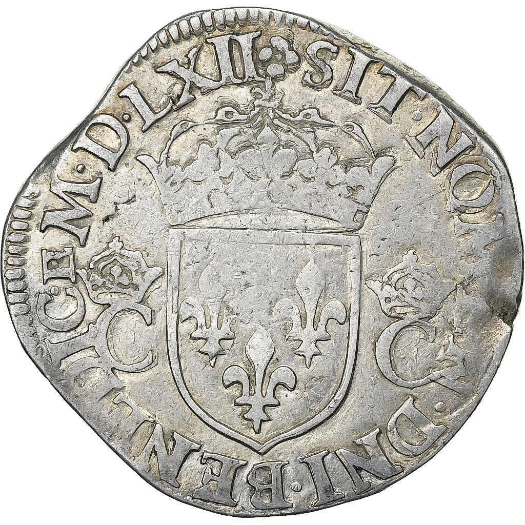 France, Charles IX, Teston, 1562, Orléans, Silver, VF(20-25), Gadoury:433B