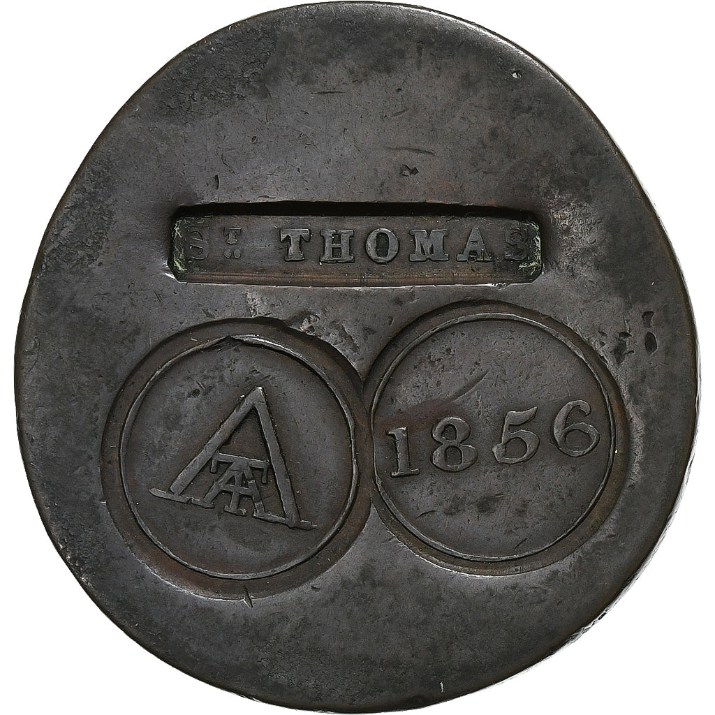 Saint Thomas Island, Penny, 1856, Copper, AU(50-53)