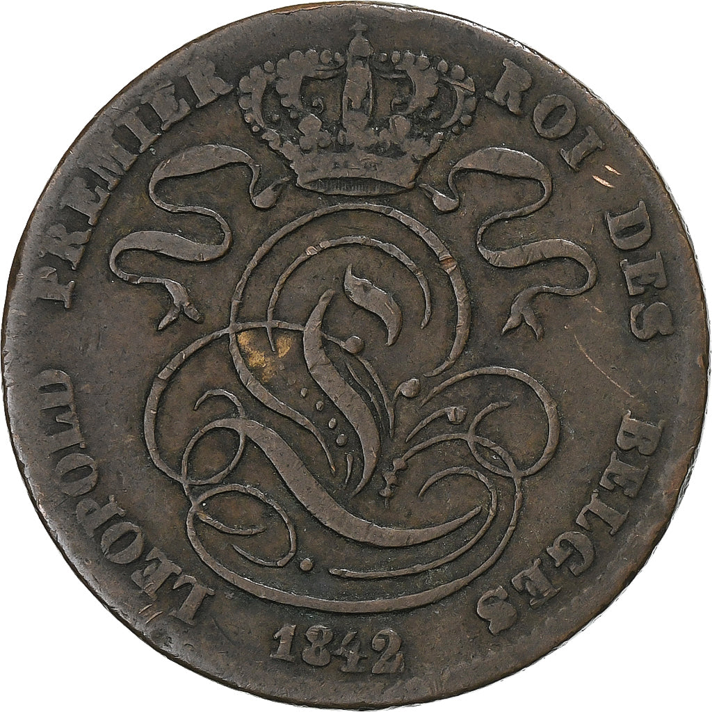 Belgium, Leopold I, 5 Centimes, 1842, Brussels, Copper, VF(30-35), KM:5.1