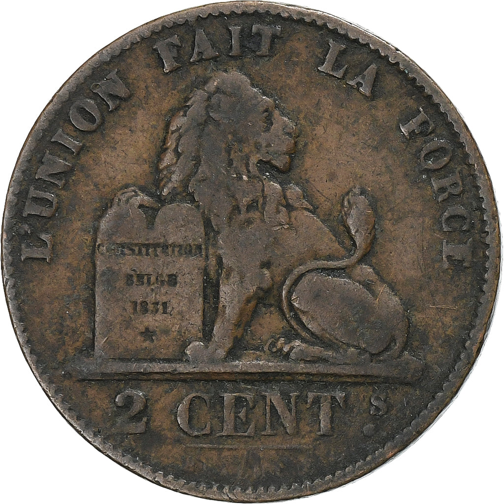 Belgium, Leopold II, 2 Centimes, 1876, Brussels, Copper, VF(30-35), KM:35.1