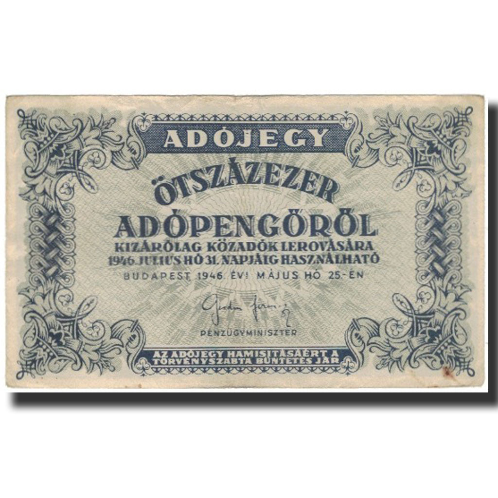 Banknote, Hungary, 50,000 (Ötvenezer) Adópengö, 1946, 1946-07-31, KM:138c