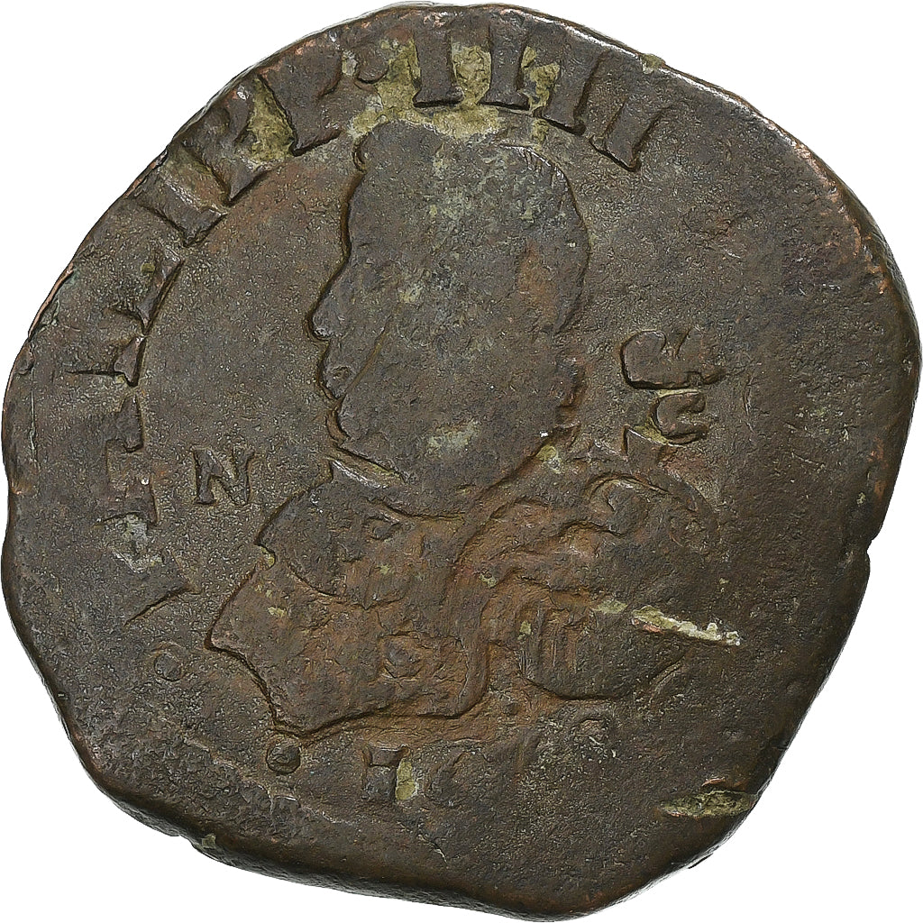 Kingdom of Naples, Philip IV, Grano, 1638, Naples, Rame, MB+, KM:73