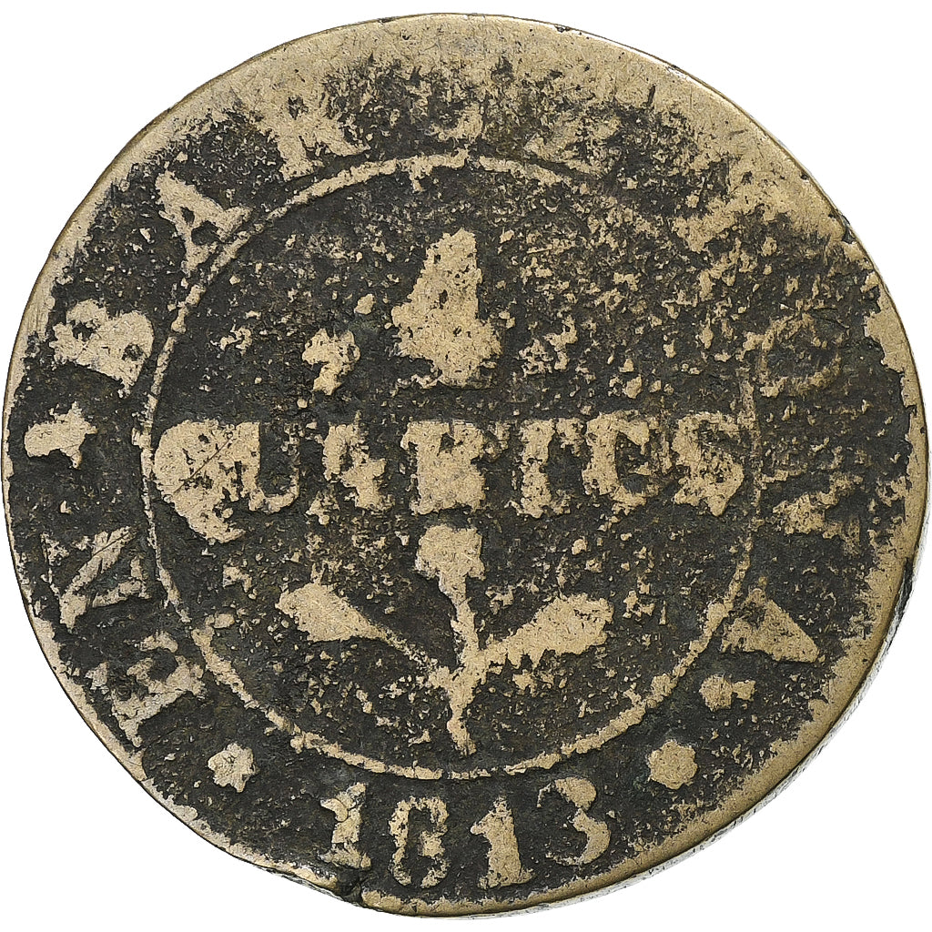 Principality of Catalonia, 4 Quartos, 1813, Barcelona, Cast Copper, VF(20-25)